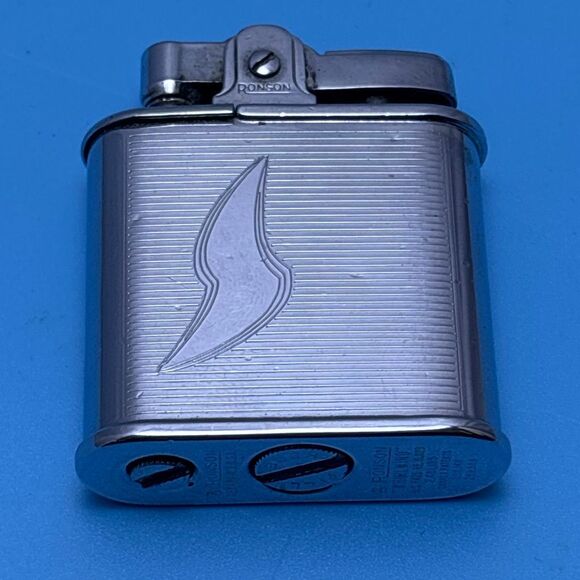 Vintag 1940s Ronson Whirlwind pocket lighter art deco windbreak chrome S flame - Picture 1 of 6